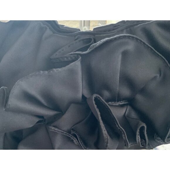 Karen Millen purse satin look fabrics with dust bag black ruffles evening purse - Picture 5 of 9